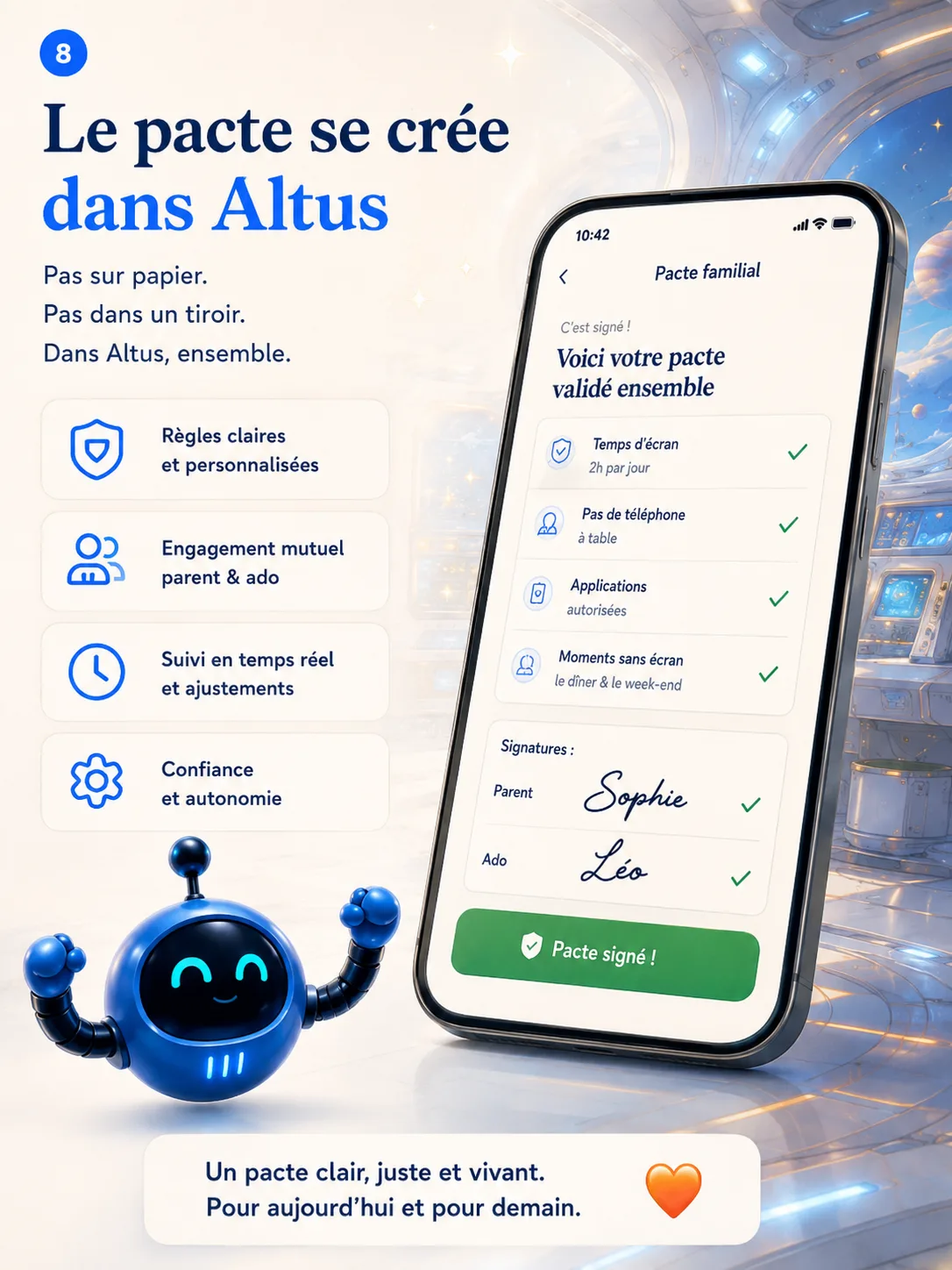 Le pacte se crée dans Altus, signé ensemble parent et ado.